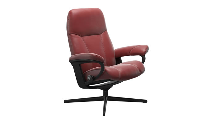 Stressless Consul Cross Recliner in Cori Brick Red Leather